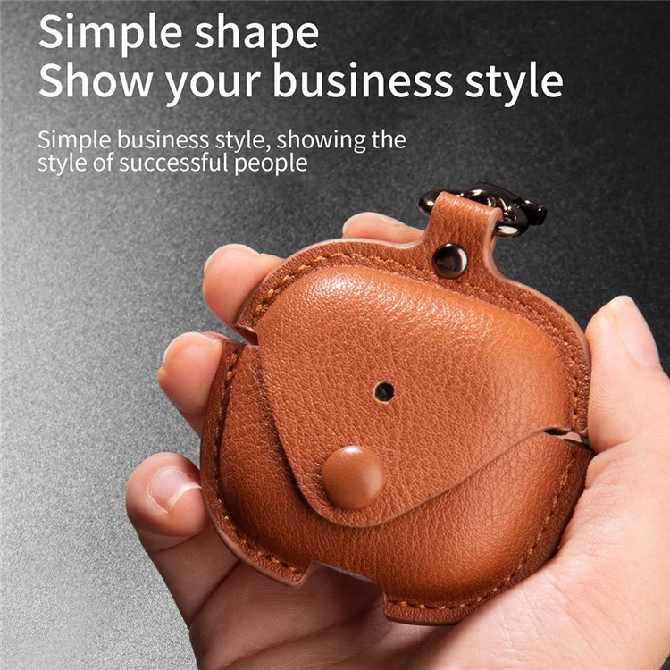 Pour AirPods 4 Charging Case Cover Leather+PC Earbuds Protective Case - Black