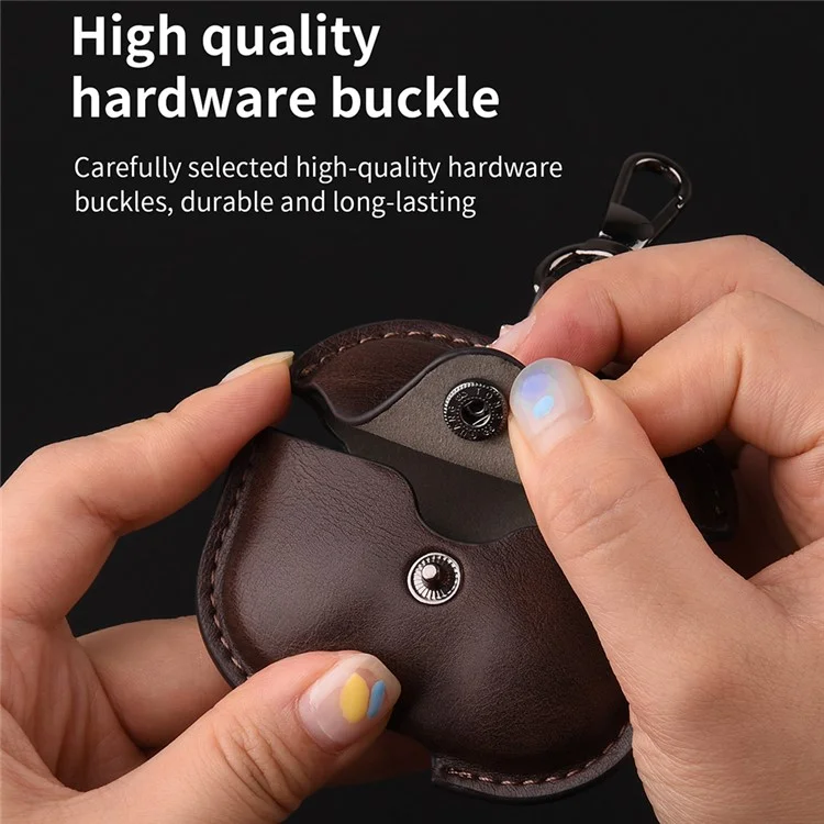 Pour AirPods 4 Charging Case Cover Leather+PC Earbuds Protective Case - Black