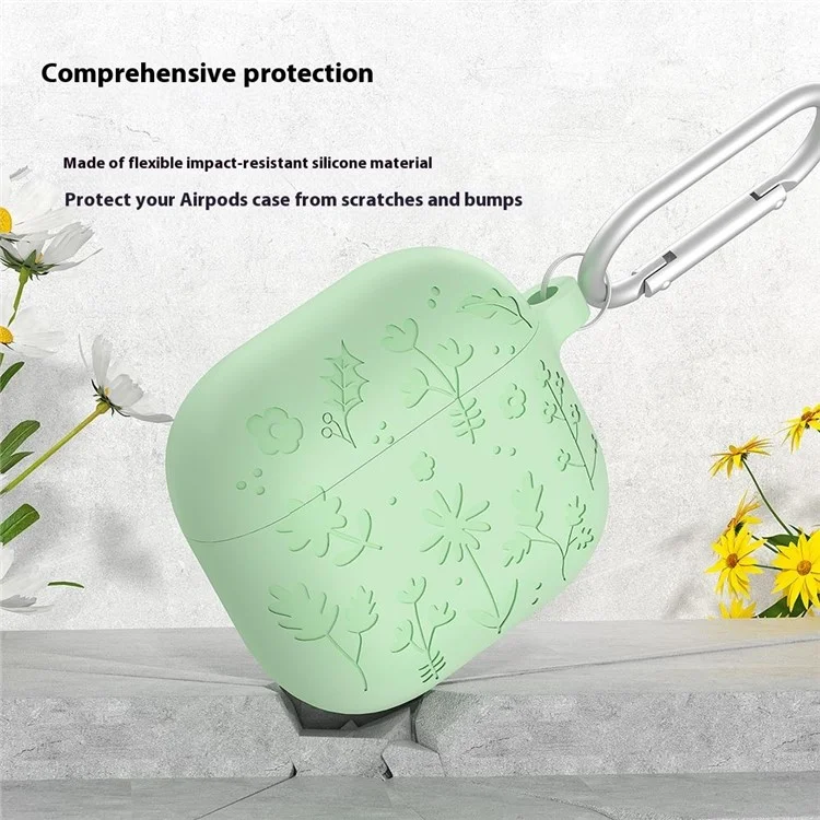 Для Apple Airpods 3 Case Floral Patter - Матча Грин