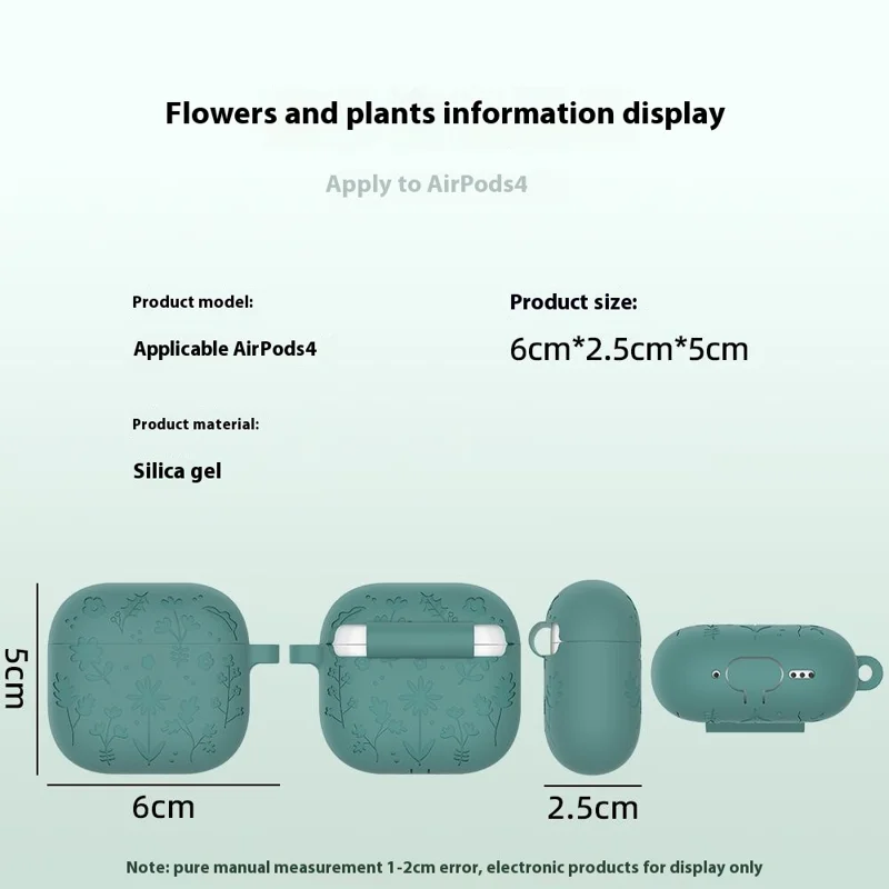 For Apple AirPods 3 Case Floral Pattern Liquid Silicone Earphone Cover with Carabiner - Light Pink
