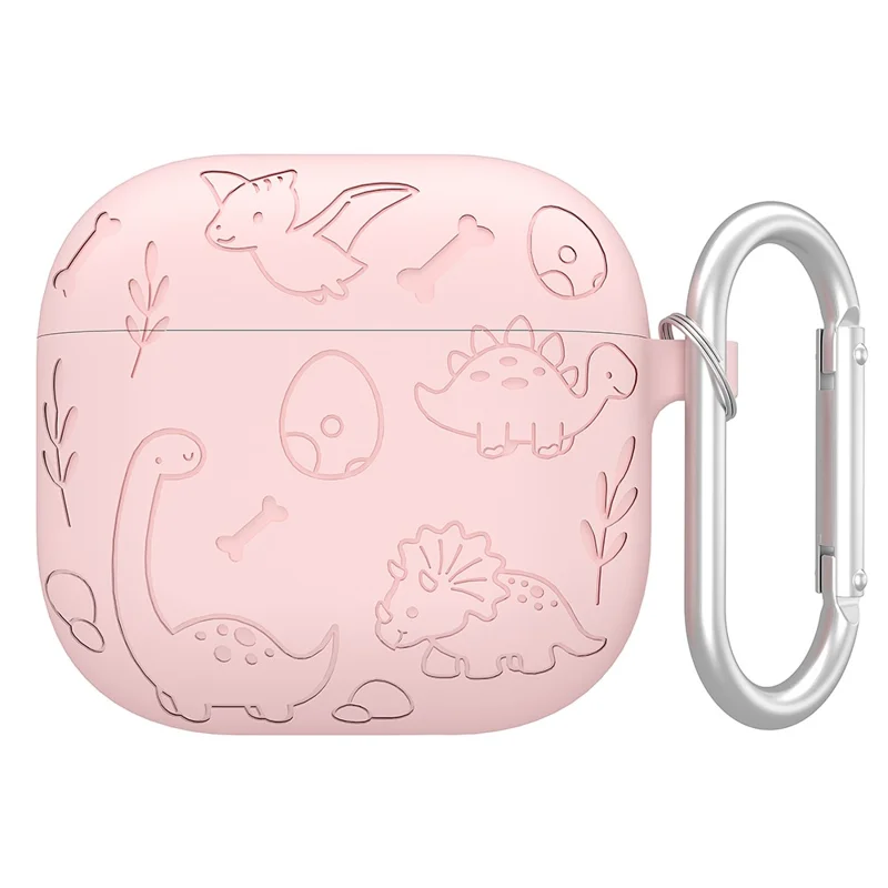 Pour Apple AirPods 3 Case Unique Dinosaur Design Couverture Des Écouteurs en Silicone Liquide Avec Carabiner - Rose Clair