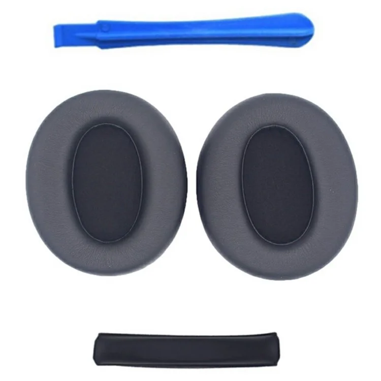 For Edifier W820NB Headphone Protein Leather Ear Pads+Mini Crowbar+Head Beam Sleeve - Black