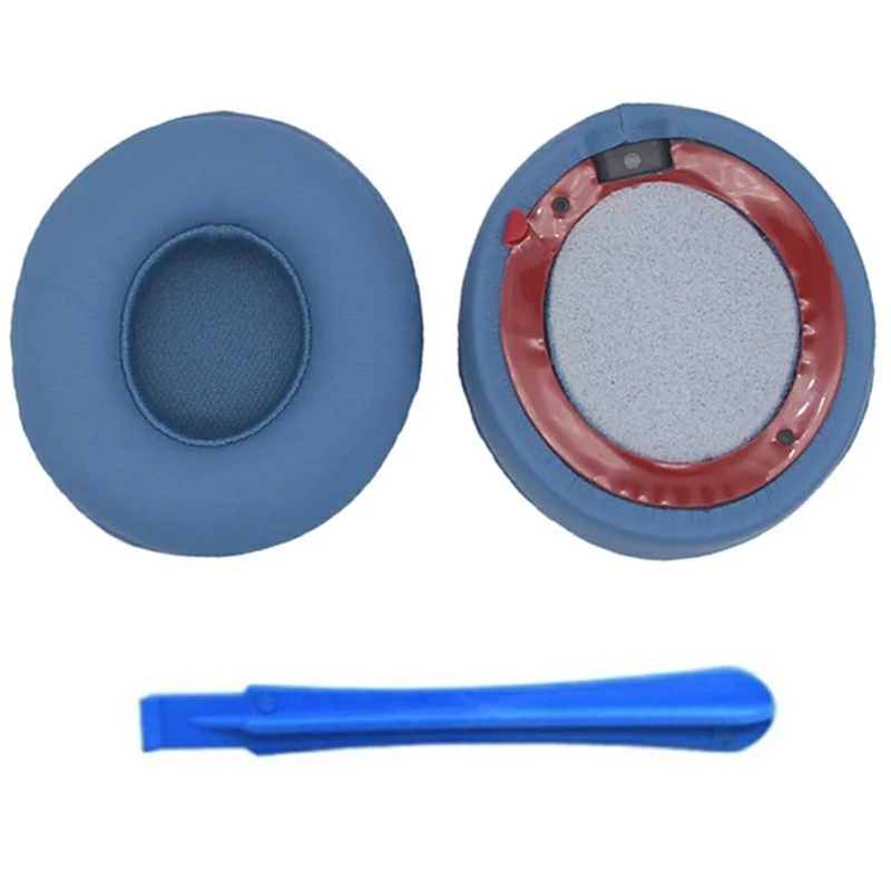 1 Pair For Beats Solo 4 Headphone Earpads Protein Leather Replacement Earmuffs with Crowbar - Blue