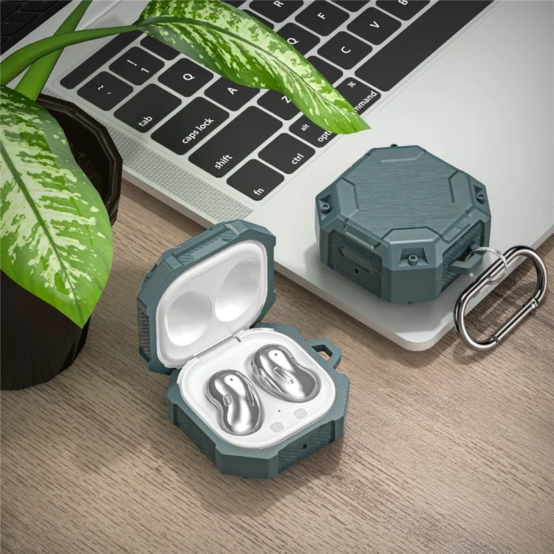 For Samsung Galaxy Buds Live / Buds Pro / Buds2 Case Bluetooth-compatible Earbuds TPU Cover with Hook - Green