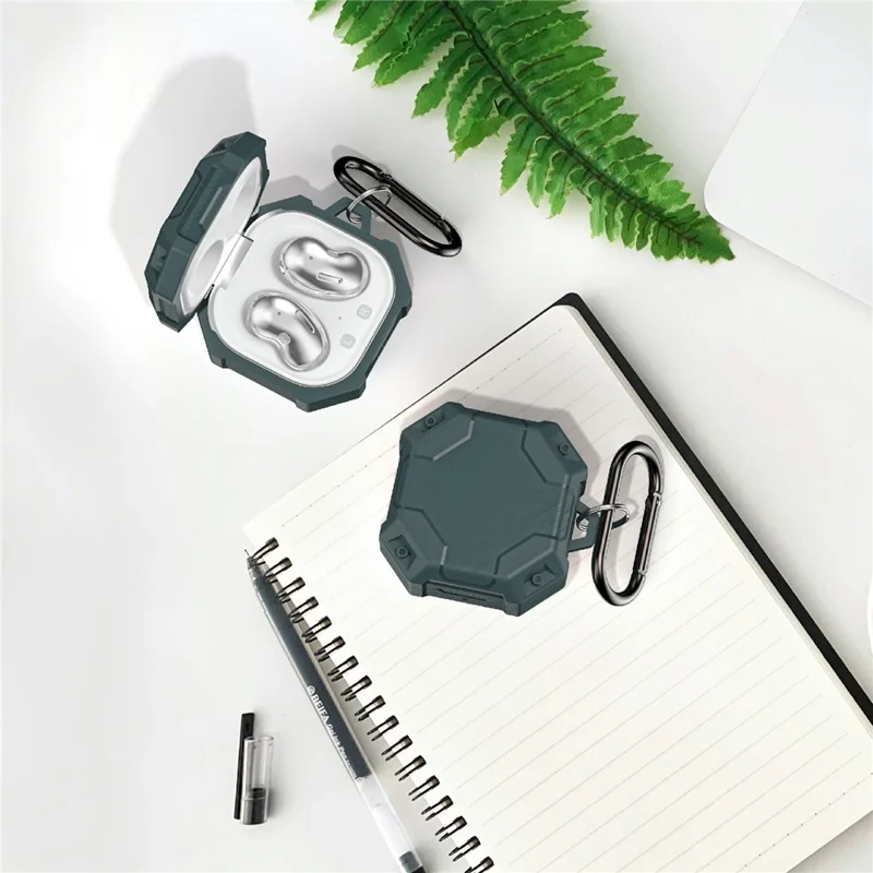 For Samsung Galaxy Buds Live / Buds Pro / Buds2 Case Bluetooth-compatible Earbuds TPU Cover with Hook - Green