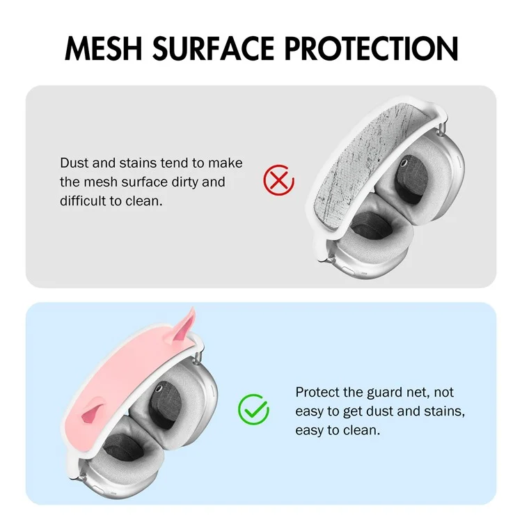 For AirPods Max Silicone Headband Cover Elf Ear Design Headphones Accessories - White