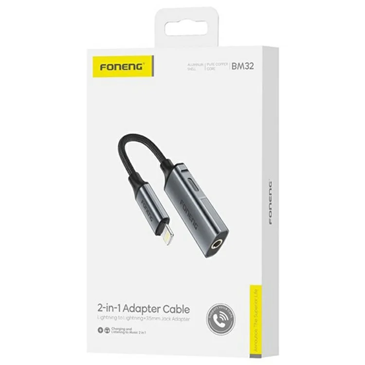 Foneng BM32 Portable ip à 3,5 mm + ip Câble Audio 2 en 1 Convertisseur ip 3,5 mm