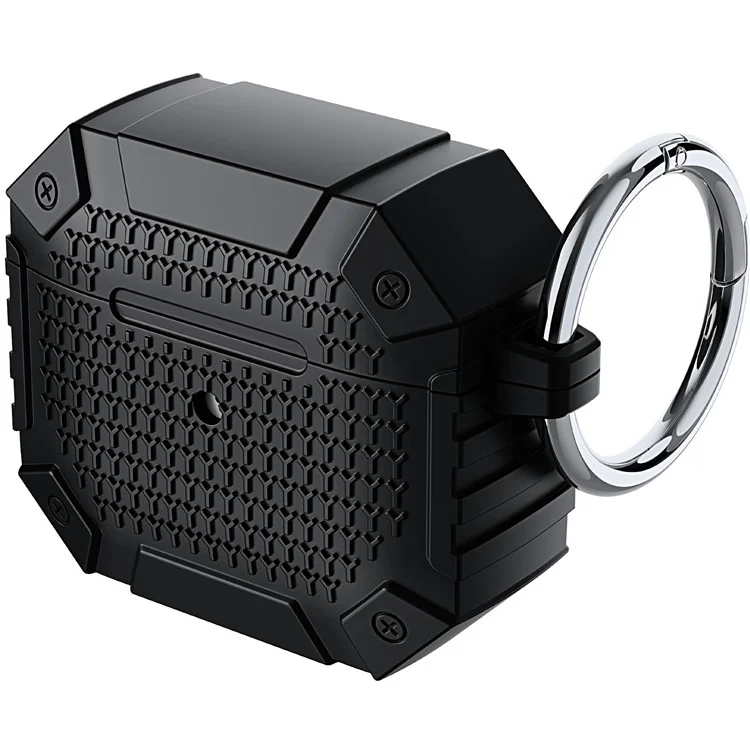Для AirPods 4 TPU ударопрочный усиленный чехол для наушников Heavy Duty Military Protective Cover с карабином - Black