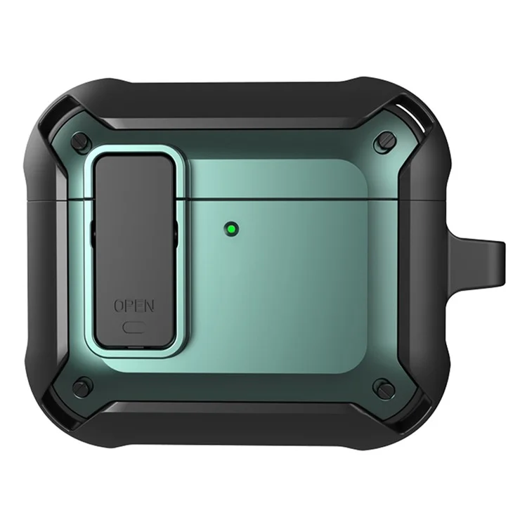 For AirPods 4 Bluetooth-compatible Earphone Cover TPU+PC Anti-Drop Case with Buckle - Green