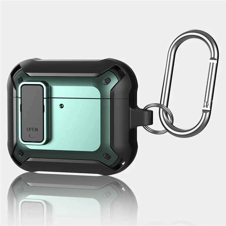For AirPods 4 Bluetooth-compatible Earphone Cover TPU+PC Anti-Drop Case with Buckle - Green