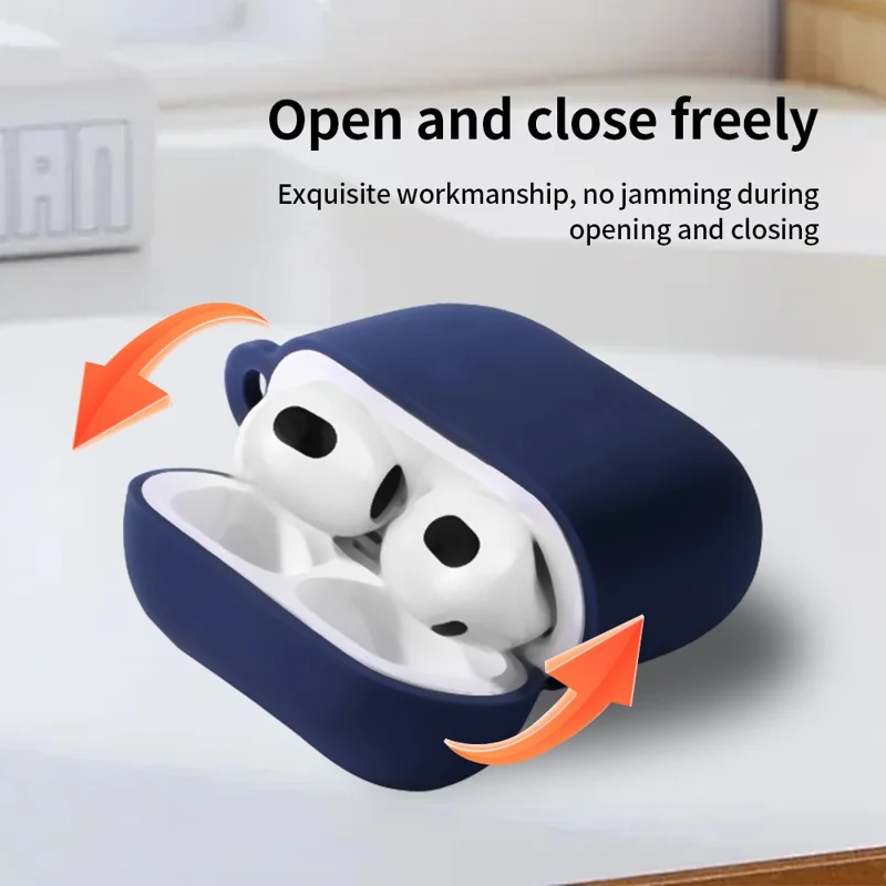 For AirPods 4 Silicone Case Soft Wireless Earbud Organizer Cover with Carabiner - Mint Green