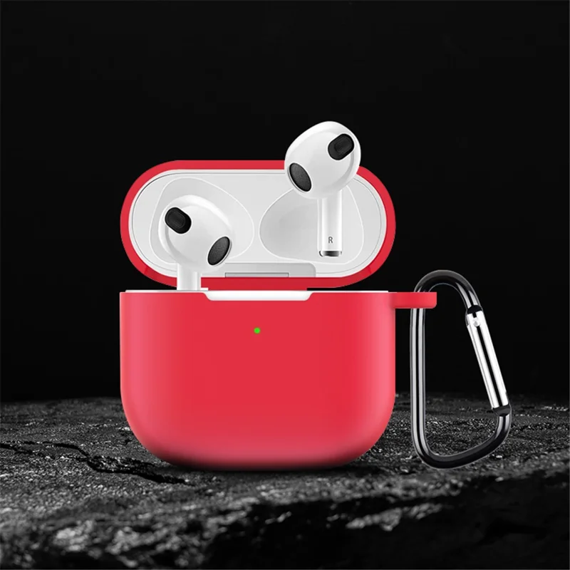 For AirPods 4 Silicone Case Soft Wireless Earbud Organizer Cover with Carabiner - Mint Green