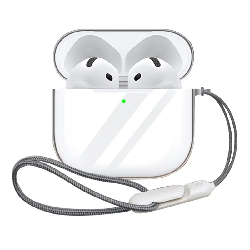 Für AirPods 4 Case Bluetooth Kopfhörer Silikon Case Klare Ohrhörer Schutzhülle mit Schlüsselband
