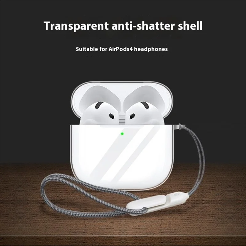 Für AirPods 4 Case Bluetooth Kopfhörer Silikon Case Klare Ohrhörer Schutzhülle mit Schlüsselband