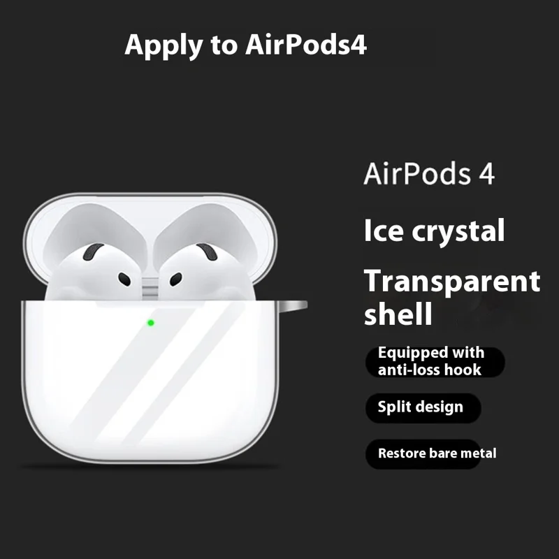 Für AirPods 4 Case Bluetooth Kopfhörer Silikon Case Klare Ohrhörer Schutzhülle mit Schlüsselband
