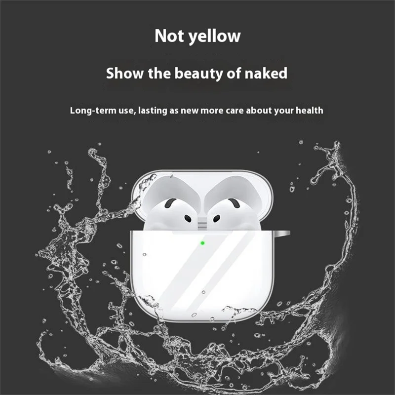 Für AirPods 4 Case Bluetooth Kopfhörer Silikon Case Klare Ohrhörer Schutzhülle mit Schlüsselband