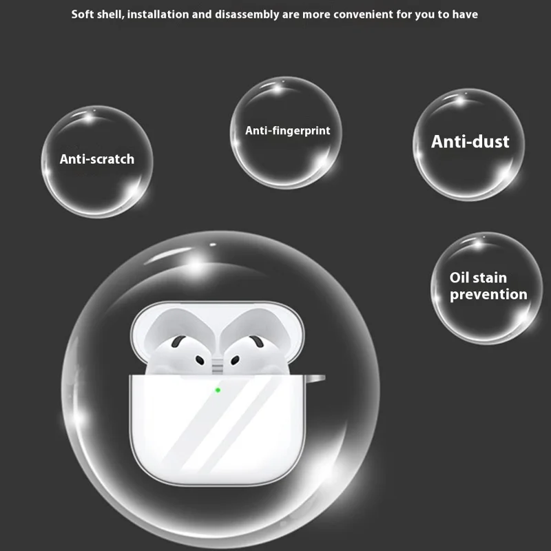 Für AirPods 4 Case Bluetooth Kopfhörer Silikon Case Klare Ohrhörer Schutzhülle mit Schlüsselband