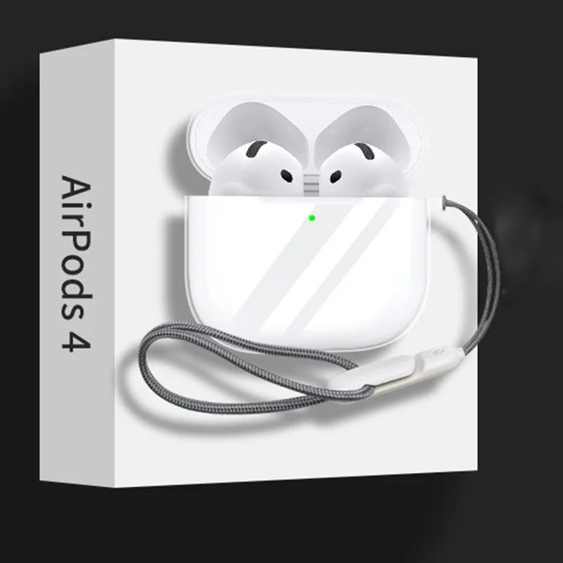 Für AirPods 4 Case Bluetooth Kopfhörer Silikon Case Klare Ohrhörer Schutzhülle mit Schlüsselband
