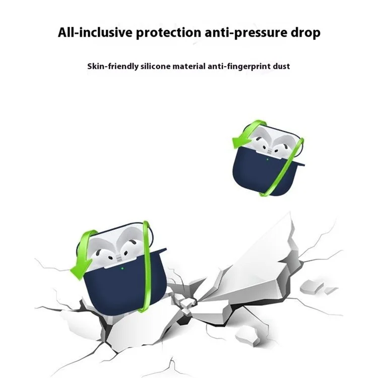 Per AirPods 4 Case Bluetooth Auricolare Custodia Silicone Auricolare Protezione Coperta con Cordoncino - Nero