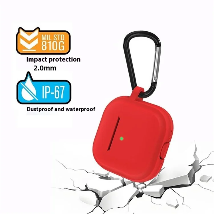 Para AirPods 4 Case Bluetooth Aurpehoth Silicona Case de Cajas Protectores Con Carabiner - Negro
