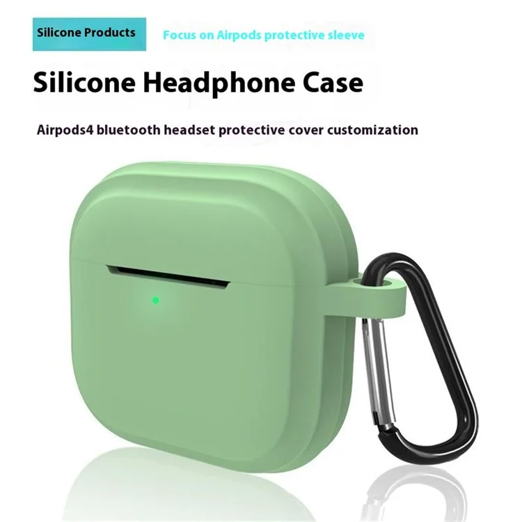Para AirPods 4 Case Bluetooth Aurpehoth Silicona Case de Cajas Protectores Con Carabiner - Negro