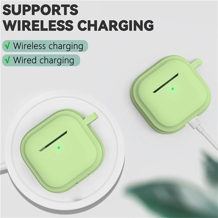 Para AirPods 4 Case Bluetooth Aurpehoth Silicona Case de Cajas Protectores Con Carabiner - Negro