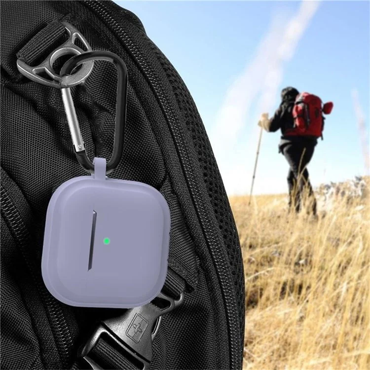 Para AirPods 4 Case Bluetooth Aurpehoth Silicona Case de Cajas Protectores Con Carabiner - Negro