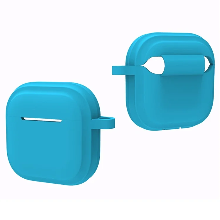 Para AirPods 4 Case Bluetooth Aurpehoth Silicona Case de Cajas Protectores Con Carabiner - Negro