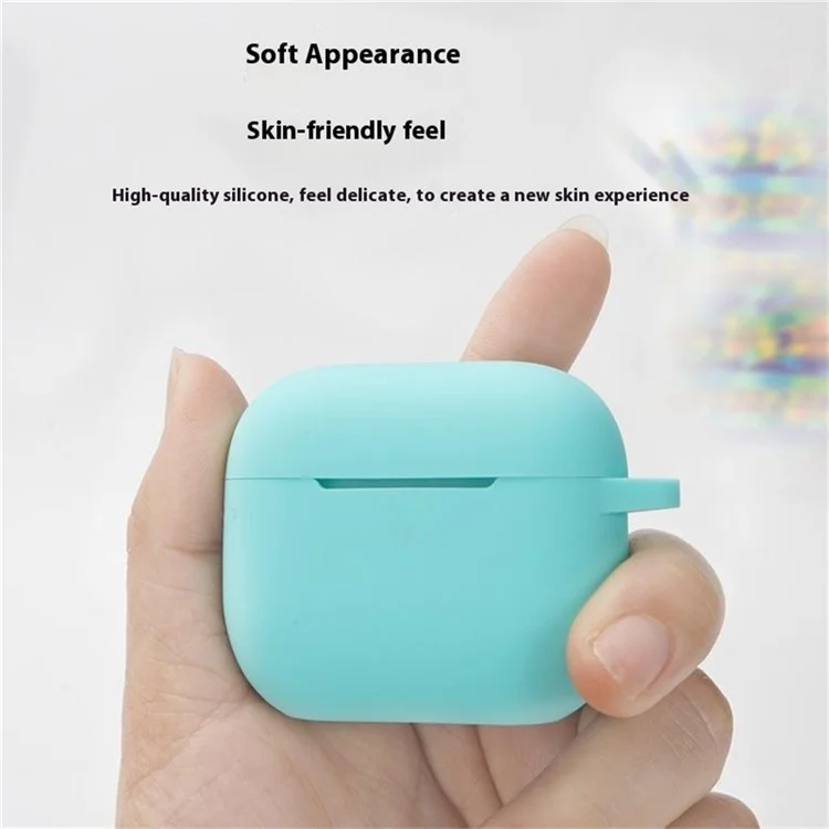 For Apple AirPods 4 Silicone Case Luminous Bluetooth-compatible Earphone Protective Cover with Lanyard - Luminous Blue