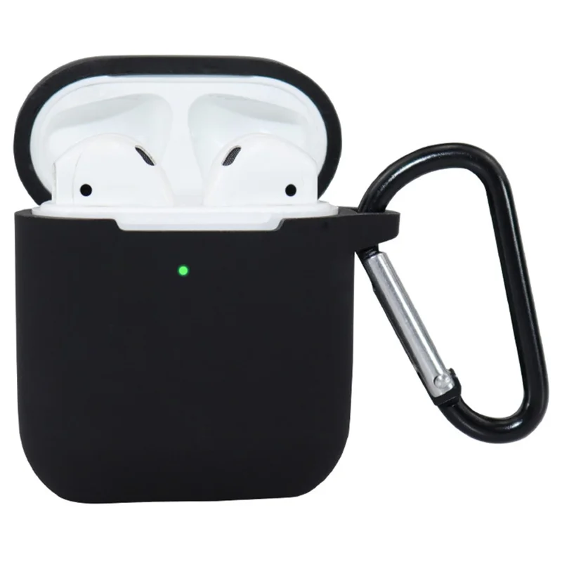 For Apple AirPods 4 Silicone Case Bluetooth-compatible Earphones Protective Sleeve with Hook - Black