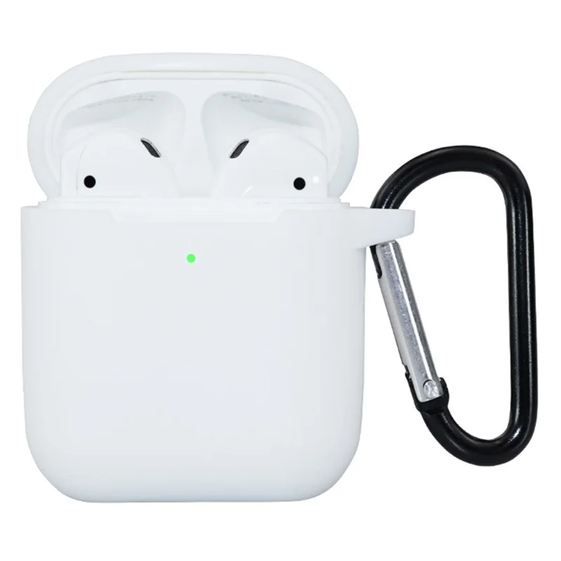 For Apple AirPods 4 Silicone Case Bluetooth-compatible Earphones Protective Sleeve with Hook - White