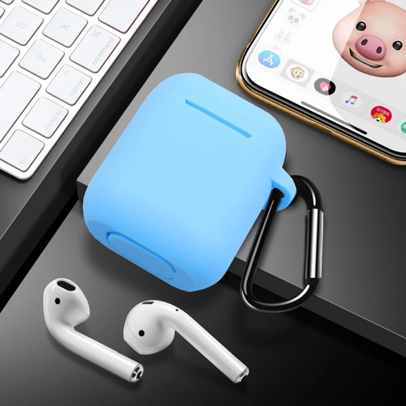 For Apple AirPods 4 Silicone Case Bluetooth-compatible Earphones Protective Sleeve with Hook - White
