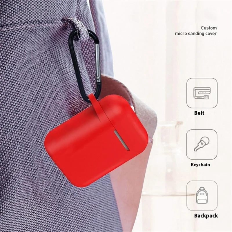 For Apple AirPods 4 Silicone Case Bluetooth-compatible Earphones Protective Sleeve with Hook - White