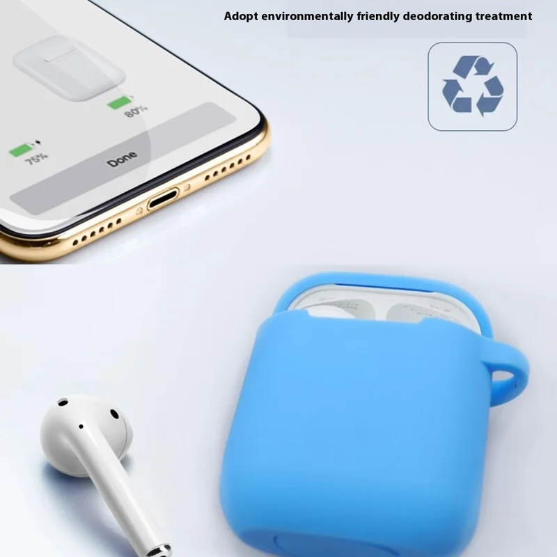 For Apple AirPods 4 Silicone Case Bluetooth-compatible Earphones Protective Sleeve with Hook - White