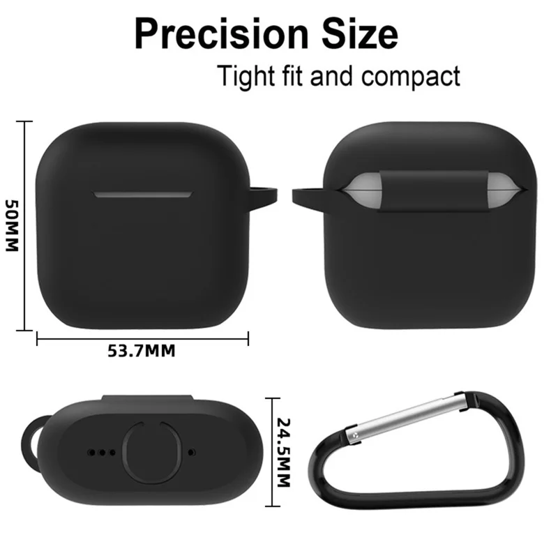 For Apple AirPods 4 Silicone Case Bluetooth-compatible Earphones Integrate Protective Sleeve with Hook - Black