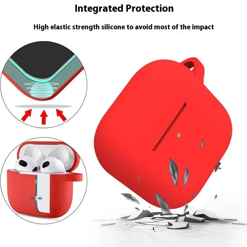 For Apple AirPods 4 Silicone Case Bluetooth-compatible Earphones Integrate Protective Sleeve with Hook - Black