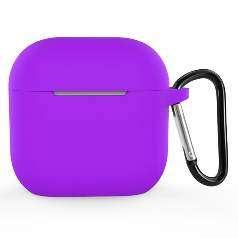 For Apple AirPods 4 Silicone Case Bluetooth-compatible Earphones Integrate Protective Sleeve with Hook - Purple