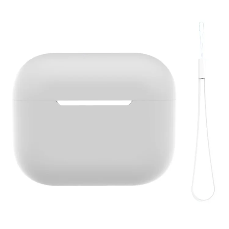 Para Airpods Pro 2 Case Bluetooth Fone de Ouvido Com Capa de Silicone de Cor Sólida Com Cordão - Branco