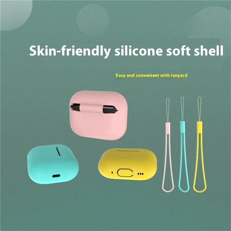 Para Airpods Pro 2 Case Bluetooth Fone de Ouvido Com Capa de Silicone de Cor Sólida Com Cordão - Branco