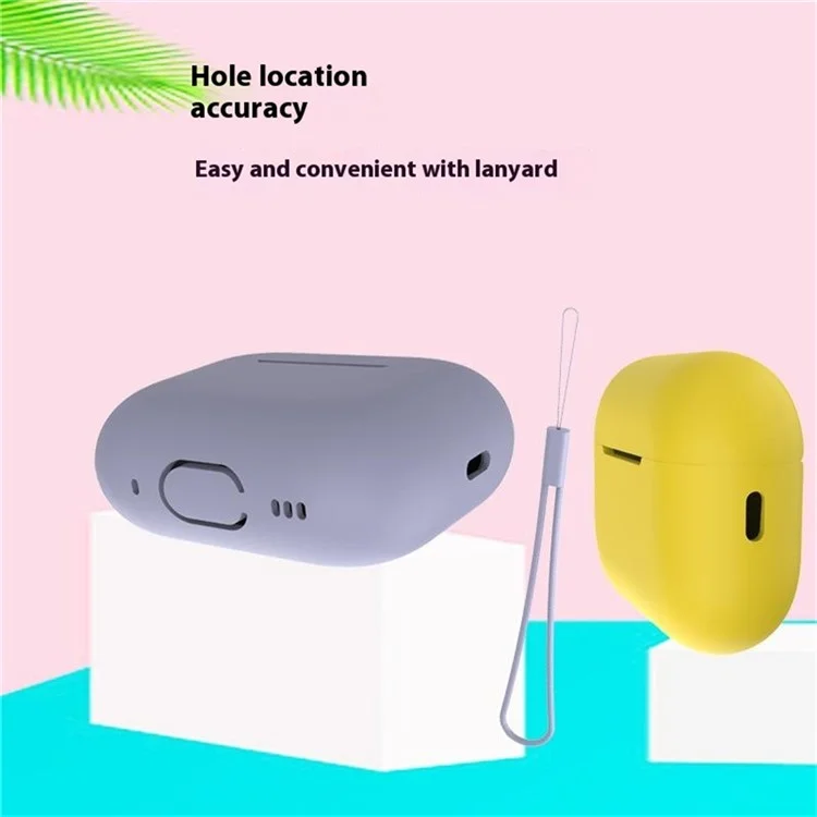 Para Airpods Pro 2 Case Bluetooth Fone de Ouvido Com Capa de Silicone de Cor Sólida Com Cordão - Branco