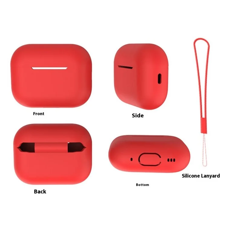 Para Airpods Pro 2 Case Bluetooth Fone de Ouvido Com Capa de Silicone de Cor Sólida Com Cordão - Branco