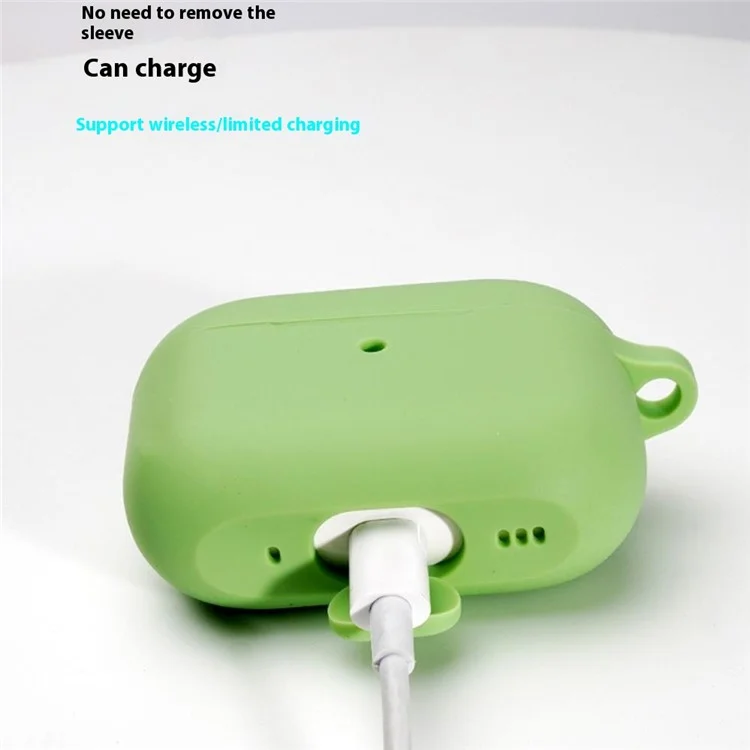 Bulk Purchasing For AirPods Pro 2 Silicone Case with Carabiner Bluetooth-compatible Earphone Protective Cover - Mint Green