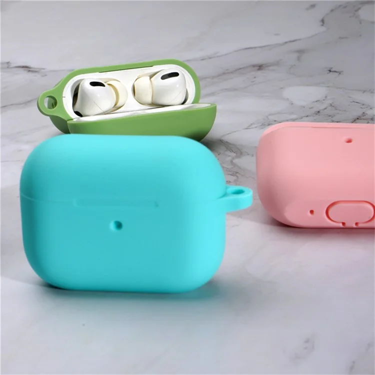 Bulk Purchasing For AirPods Pro 2 Silicone Case with Carabiner Bluetooth-compatible Earphone Protective Cover - Mint Green