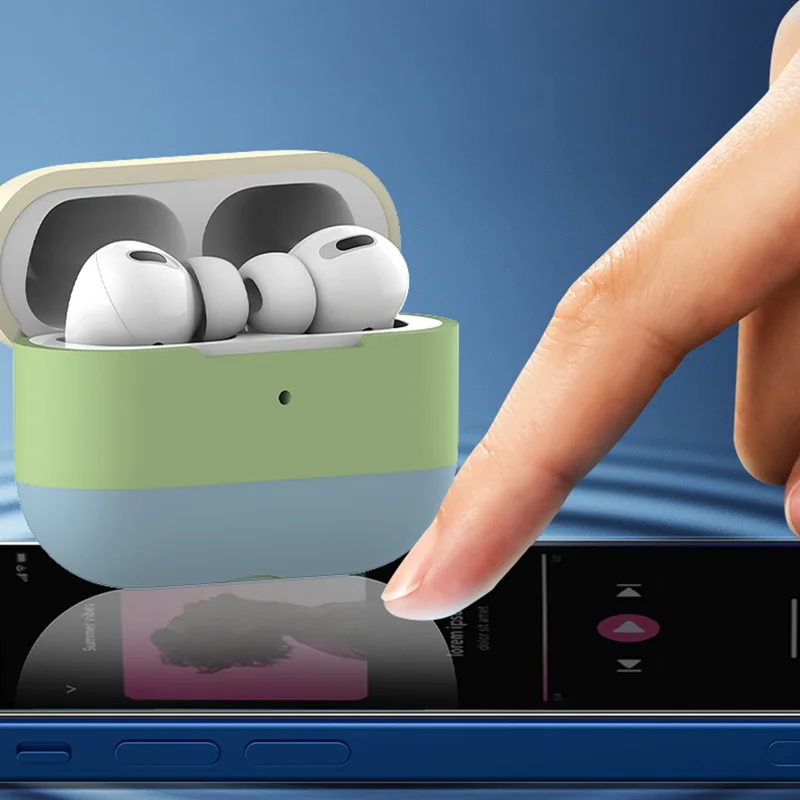 For AirPods Pro 2 Silicone Case Contrast Color Bluetooth-compatible Earphone Cover - Apricot+Blue+Violet
