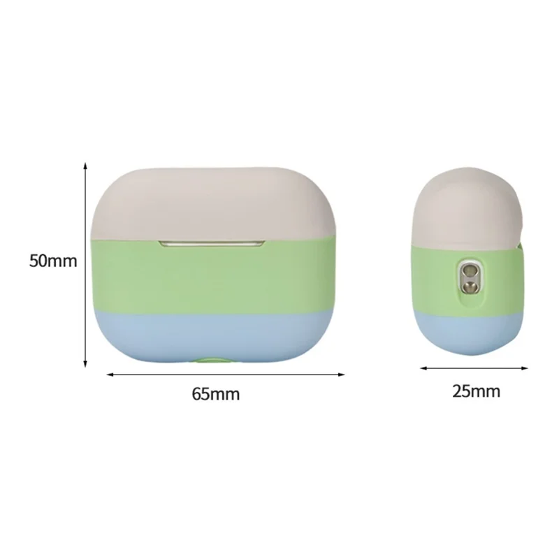 For AirPods Pro 2 Silicone Case Contrast Color Bluetooth-compatible Earphone Cover - Apricot+Blue+Violet