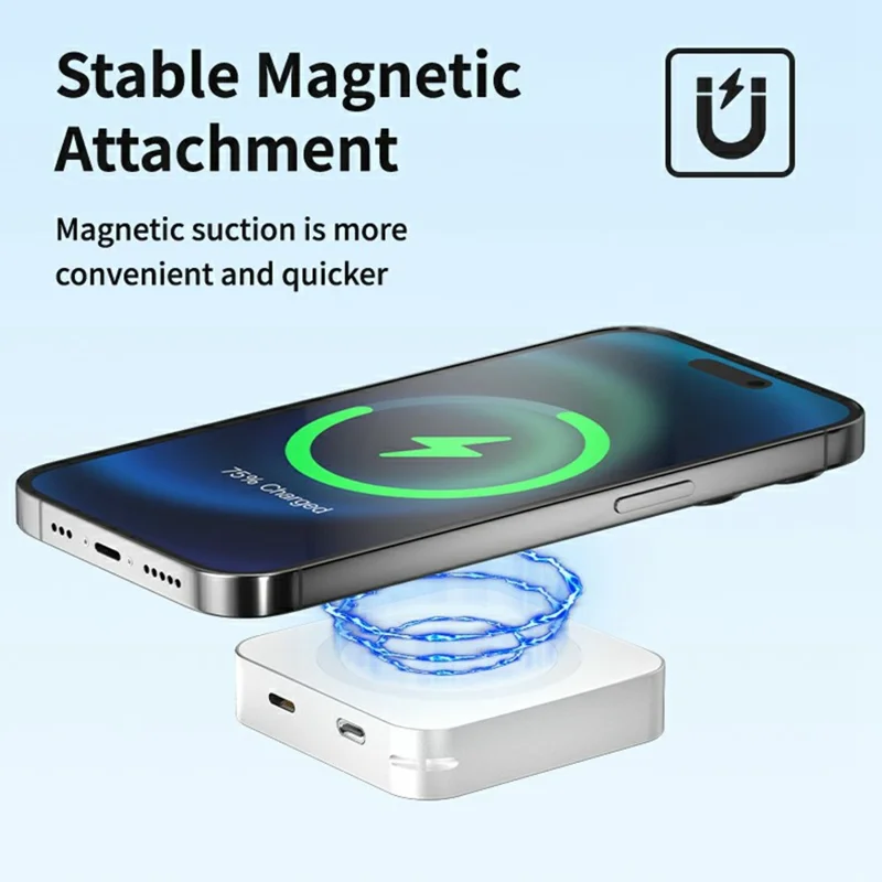 20W Portable Charger 5000mAh 3-in-1 Power Bank Magnetic Wireless Battery Pack - Red
