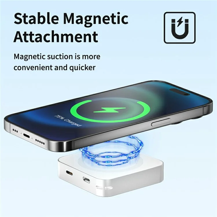 20W Portable Charger 5000mAh 3-in-1 Power Bank Magnetic Wireless Battery Pack - Gold