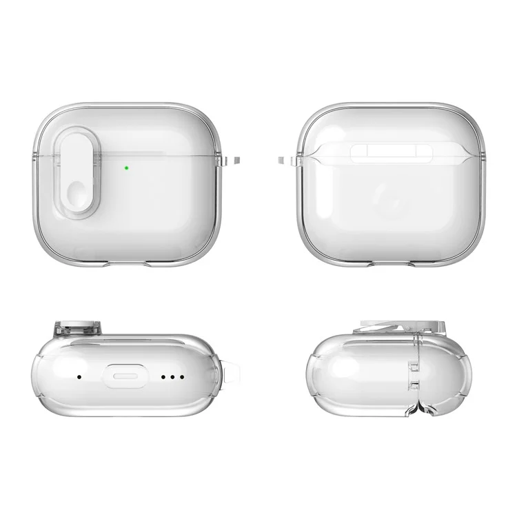 For Apple AirPods 4 Earphone Protective Case Snap Switch Ice Crystal Clear TPU+PC Cover - Transparent