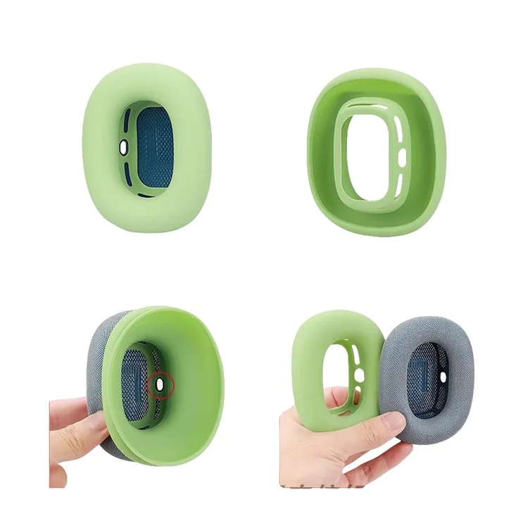 Per Airpods Max EVA Storage Borse Case di Trasporto Con 1 Coppia Case di Silicone Auricolare - Matcha Green