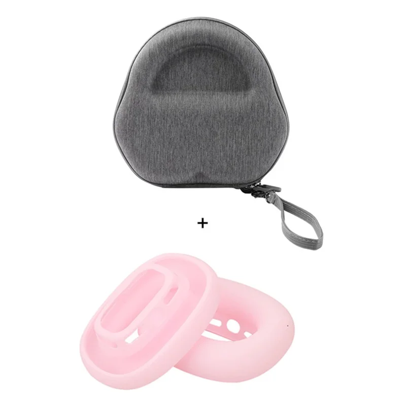 For AirPods Max with USB-C / Max EVA Storage Bag Headphone Carrying Case with 1 Pair Earpad Silicone Case - Pink
